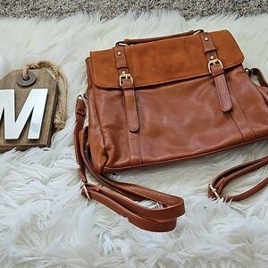 Street Level Brown Pebbled Backpack with Suede Trim and Gold Tone Hardware